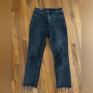 Gap womens vintage slim sky high size 27/4 regular black faded raw hem jeans